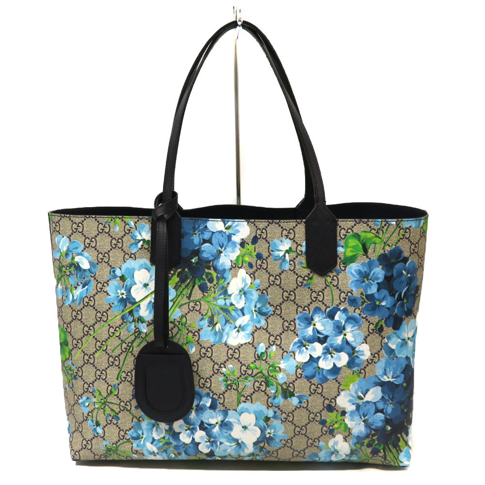 GUCCI GG Blooms Reversible Tote Bag Supreme Beige Blue Floral Flower - Picture 1 of 11